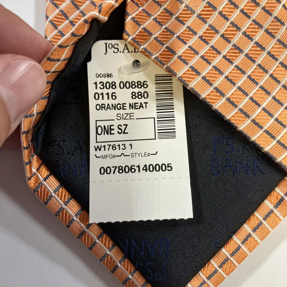 Jos. A. Bank Executive Collection Tie Mens Orange Neat Geometric Silk NWT